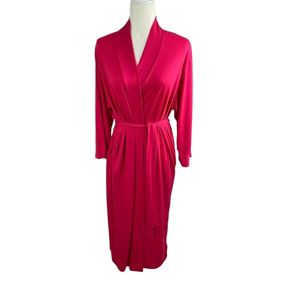 Natori Long Belted Robe Inner Tie Classic Feminine Lounge Cranberry Size Large - Picture 4 of 12